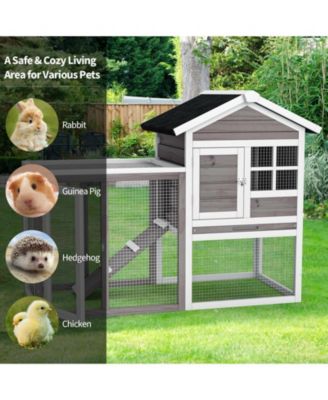 2-Story Wooden Rabbit/Dog Hutch with Running Area