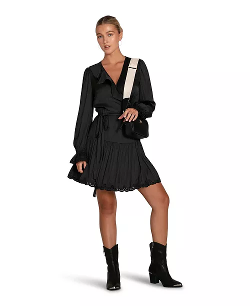 women's wild flower embroidered wrap dress