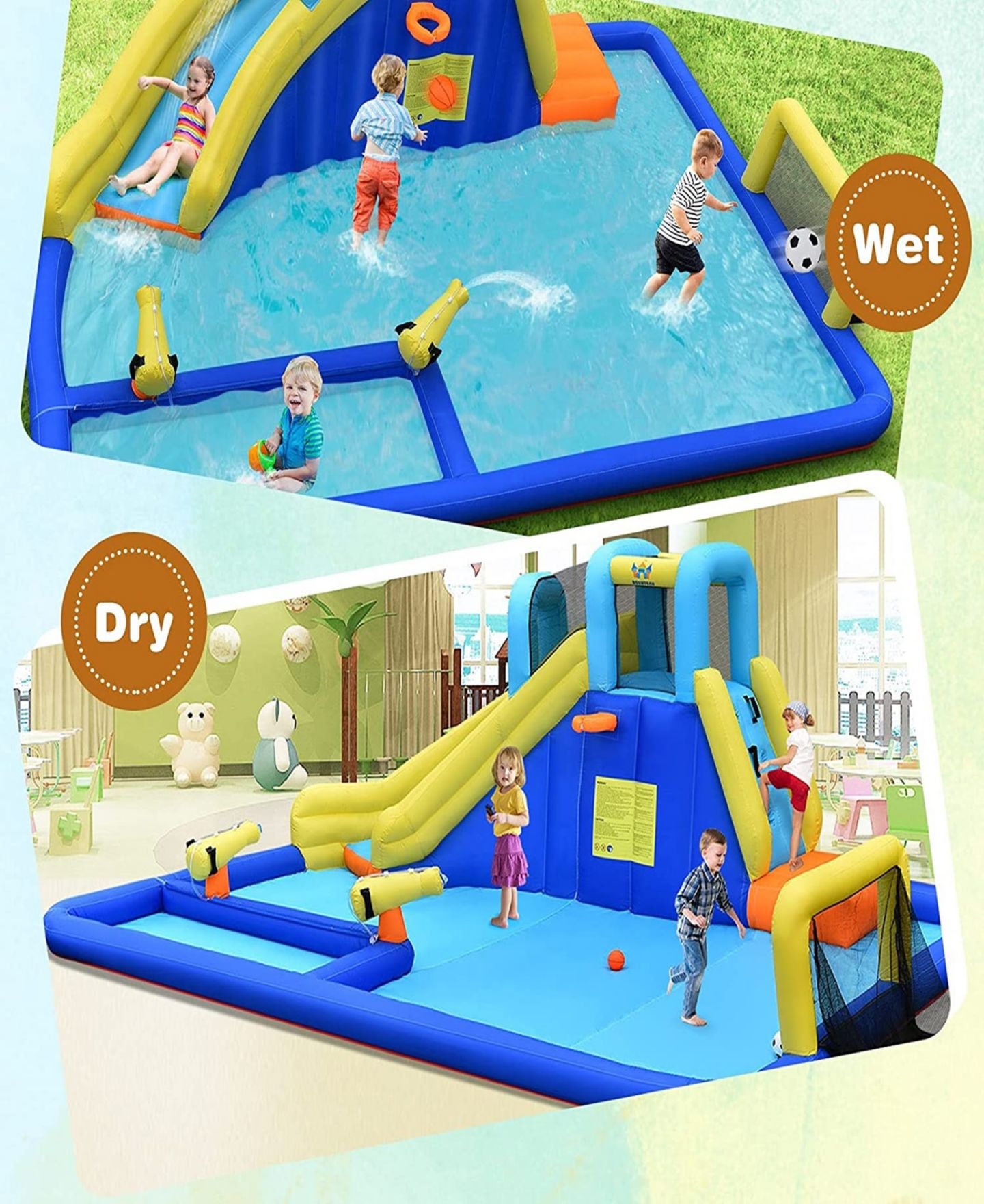 Детские игрушки SUGIFT 6-in-1 Inflatable Water Slides with Blower, Up to 3 Kids, Ages 3-12 — фото 10