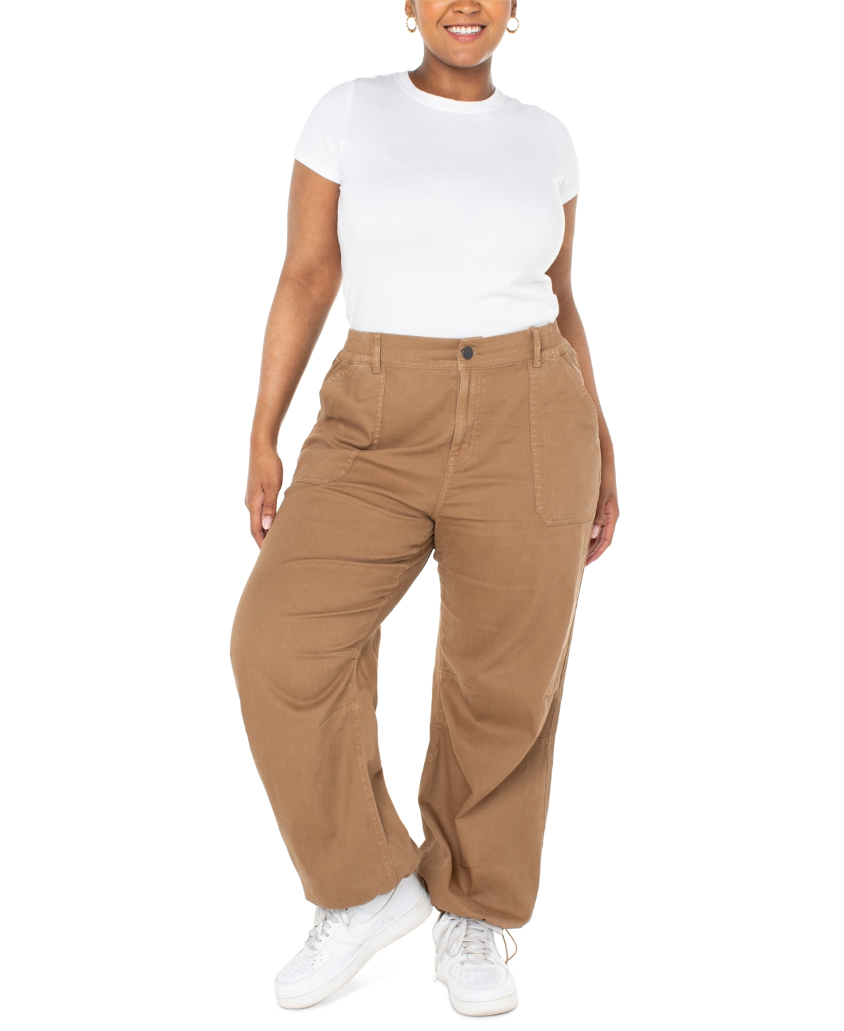 Juniors' Parachute High-Rise Pants - Cocoa Cream