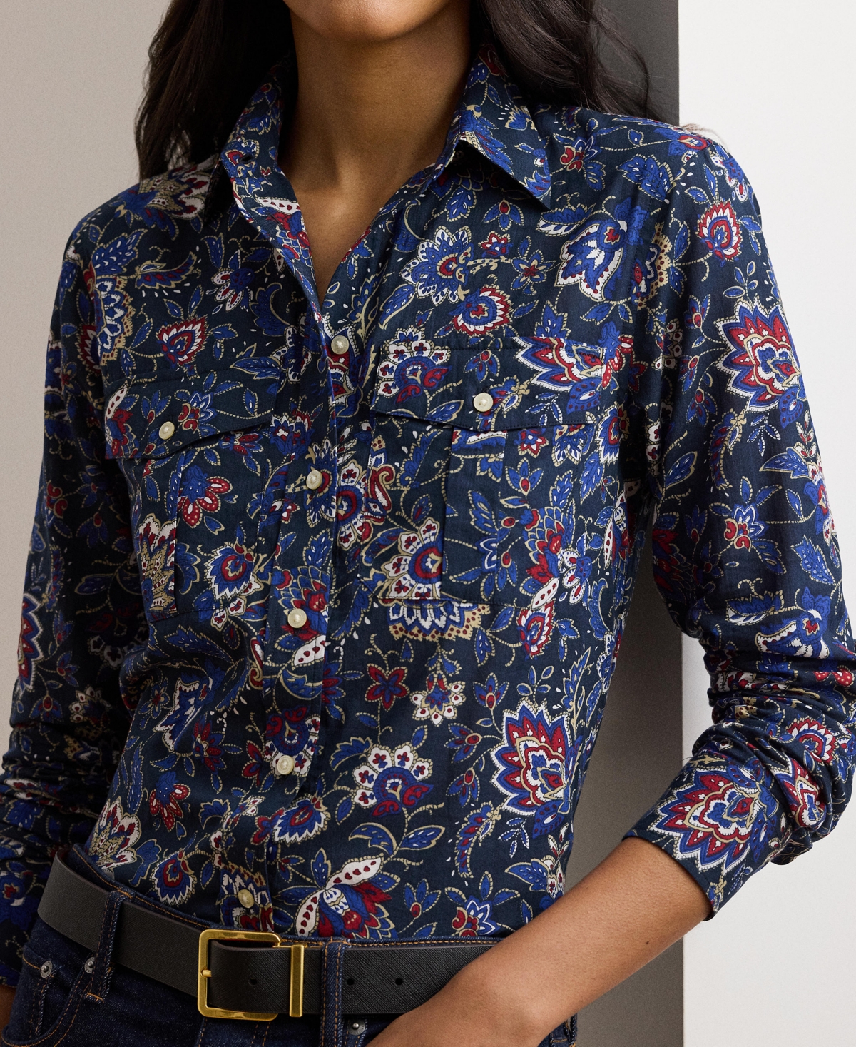 Lauren Ralph Lauren Women's Classic-Fit Floral Cotton Voile Shirt