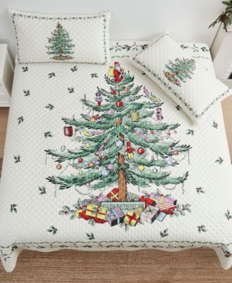 Spode Christmas Tree Reversible 3-Pc. Quilt Set, King