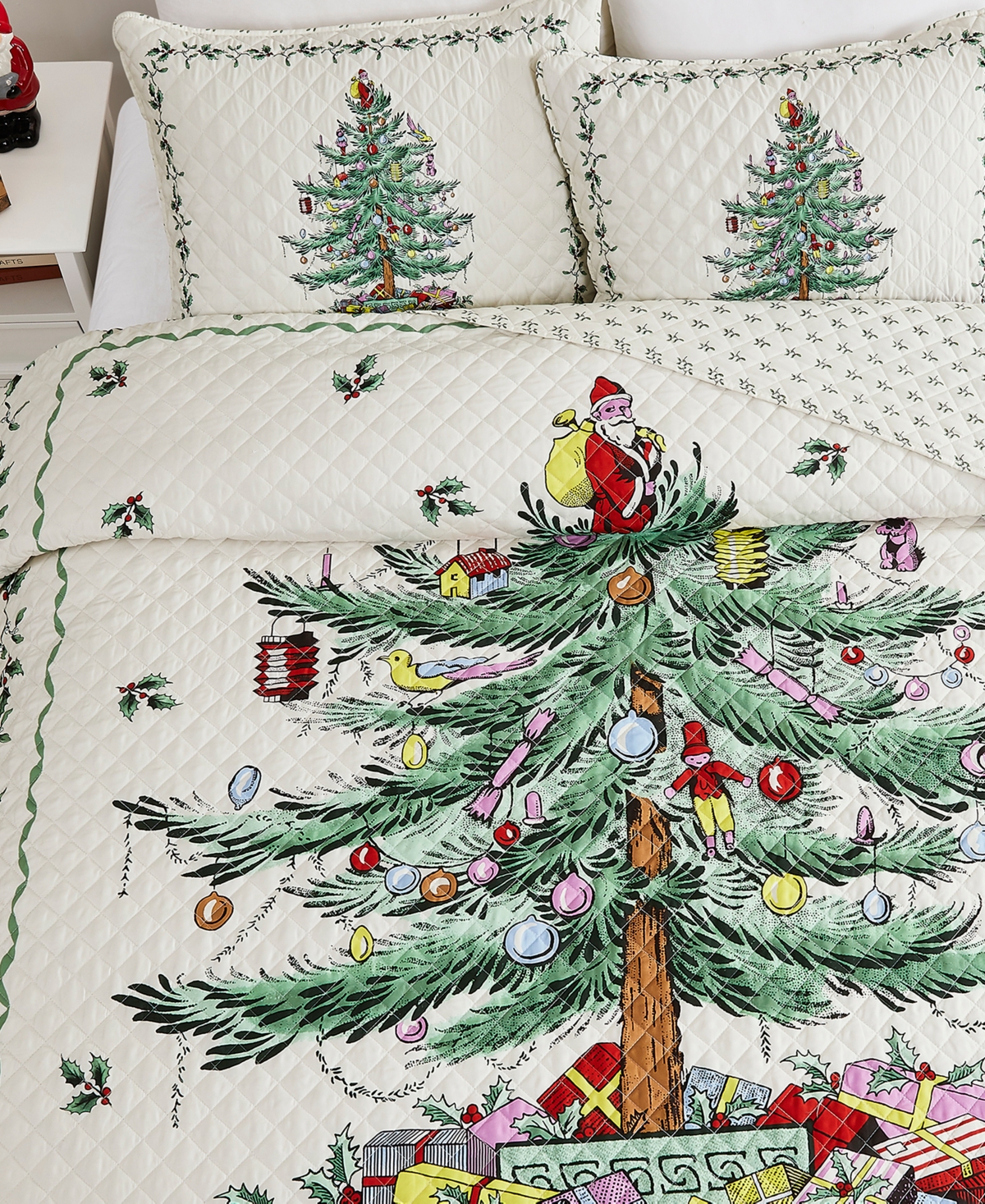 Spode Christmas Tree Reversible 3-Pc. Quilt Set