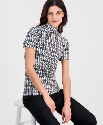 Women's Short-Sleeve Mock-Neck Top