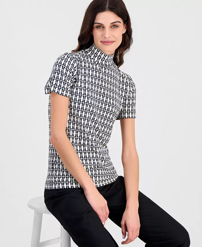 Women's Short-Sleeve Mock-Neck Top - thumbnail 3