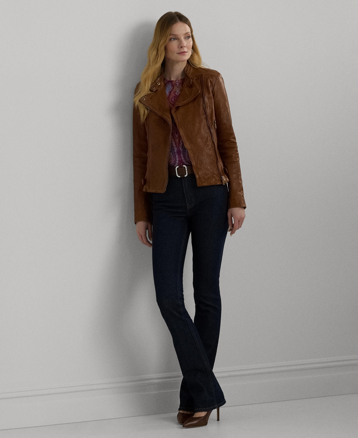 Lauren Ralph Lauren Tumbled-Leather Jacket