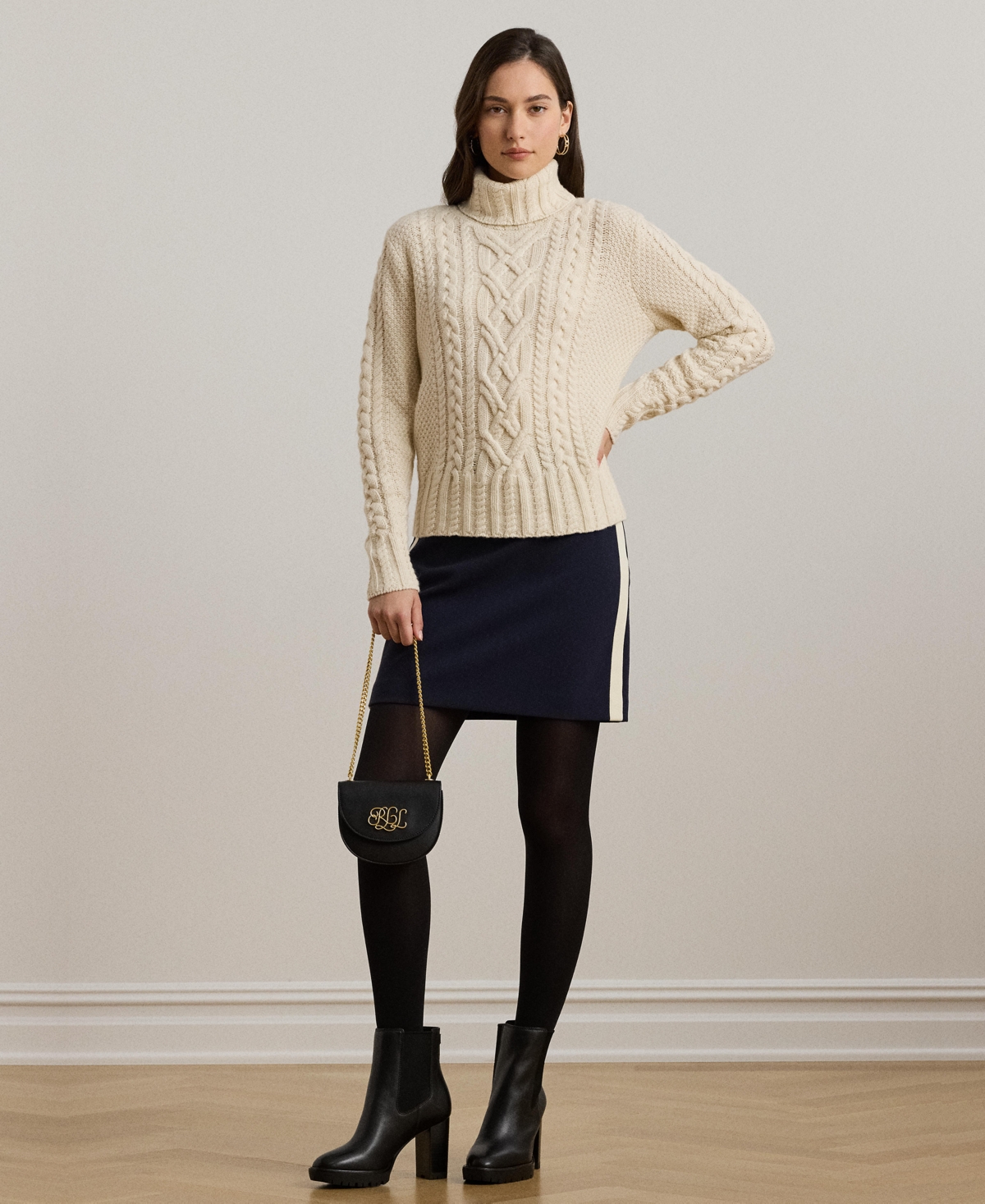 RALPH LAUREN WOMEN'S TWO-TONE PENCIL MINISKIRT 