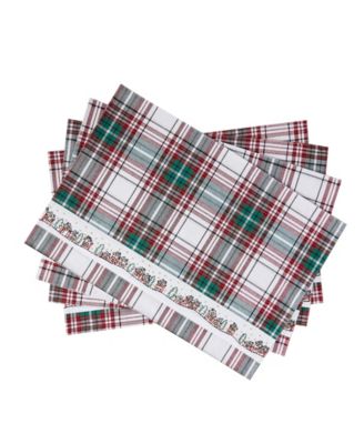 Holiday Cotton Plaid Placemats 13" x 19", Set of 4