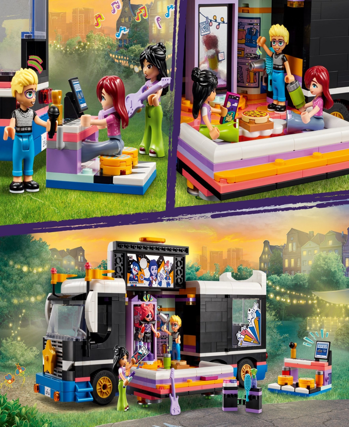 Lego Friends Pop Star Music Tour Bus Play Together Toy 42619, 845 Pieces In Multicolor