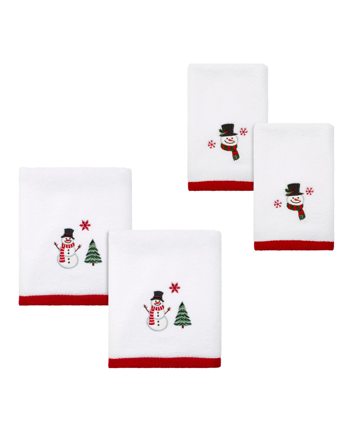 Avanti Winter Snowman Cotton Hand Towel, 28" X 16" In White