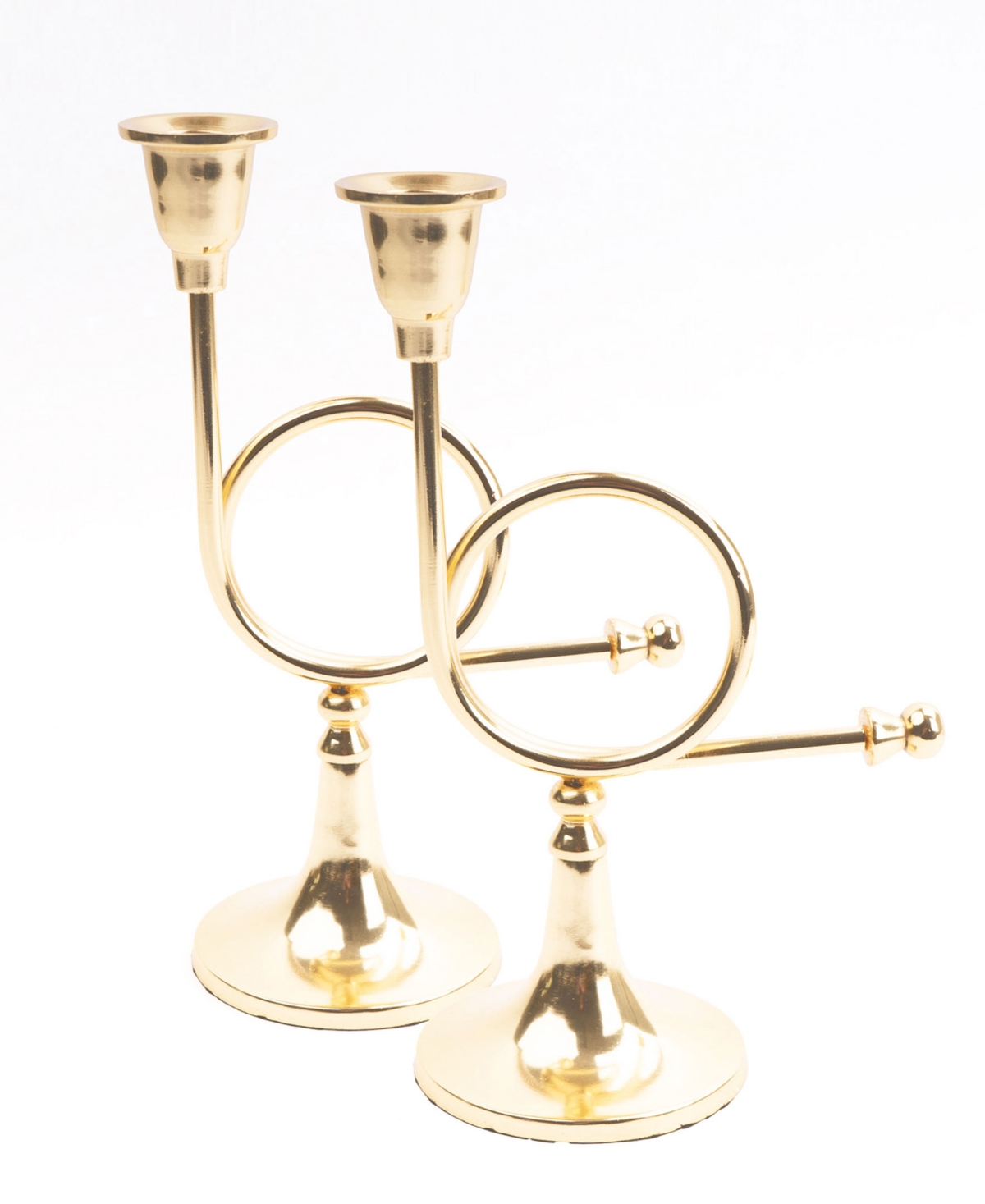 8 Oak Lane Small French Horn Candlesticks, Set Of 2 In Gold
