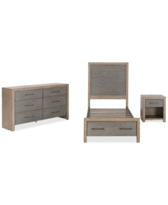 Portmore 3pc Twin Storage Set (Panel Bed, Small Dresser & 1-Drawer Nightstand with soft close drawers), Created for Macy's