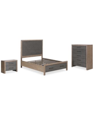 Portmore 3pc Queen Storage Set (Panel Bed, Chest & 2-Drawer Nightstand soft close drawers), Created for Macy's