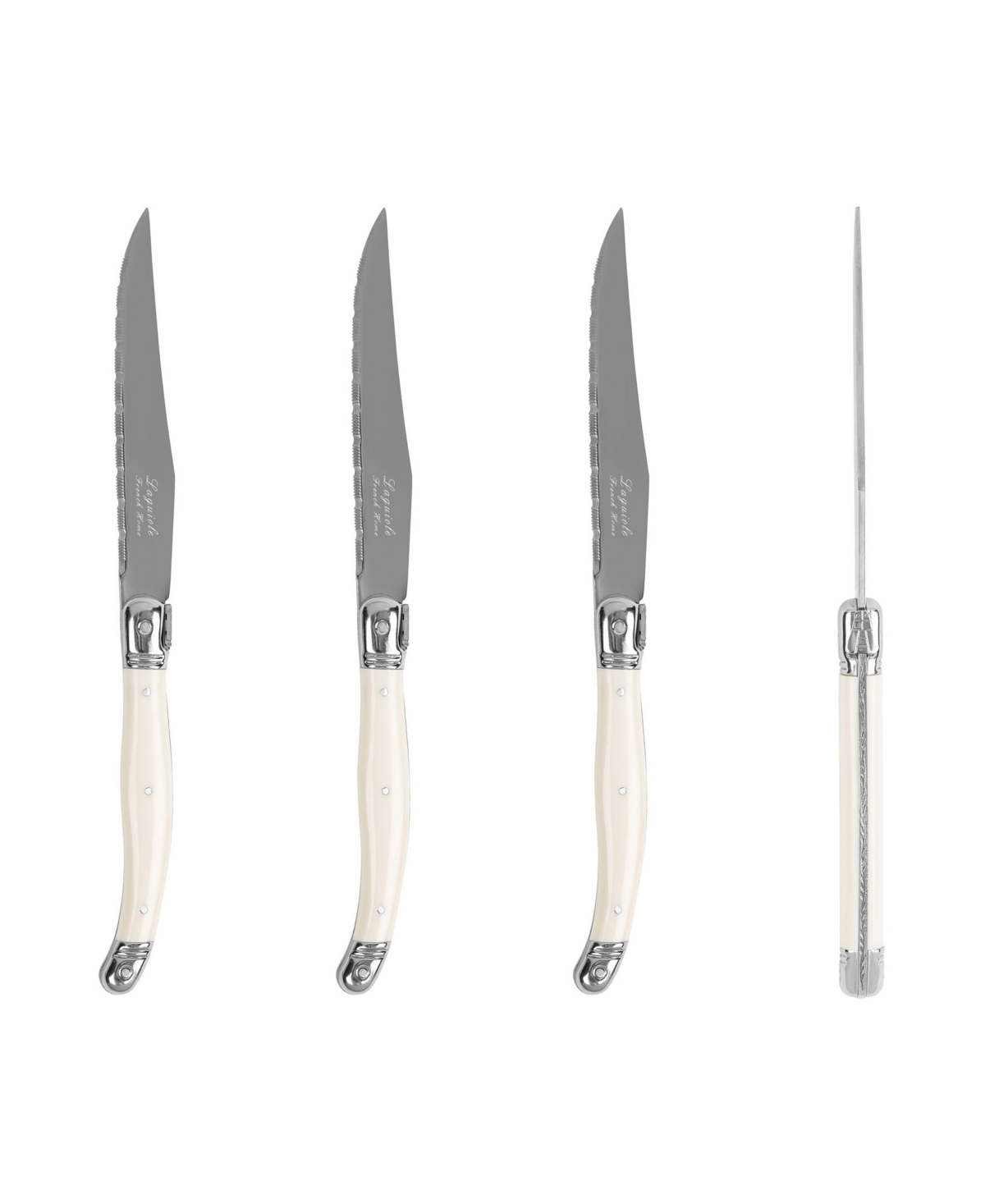 French Home Laguiole Connoisseur 4-piece Steak Knife Set With Handles In Ivory