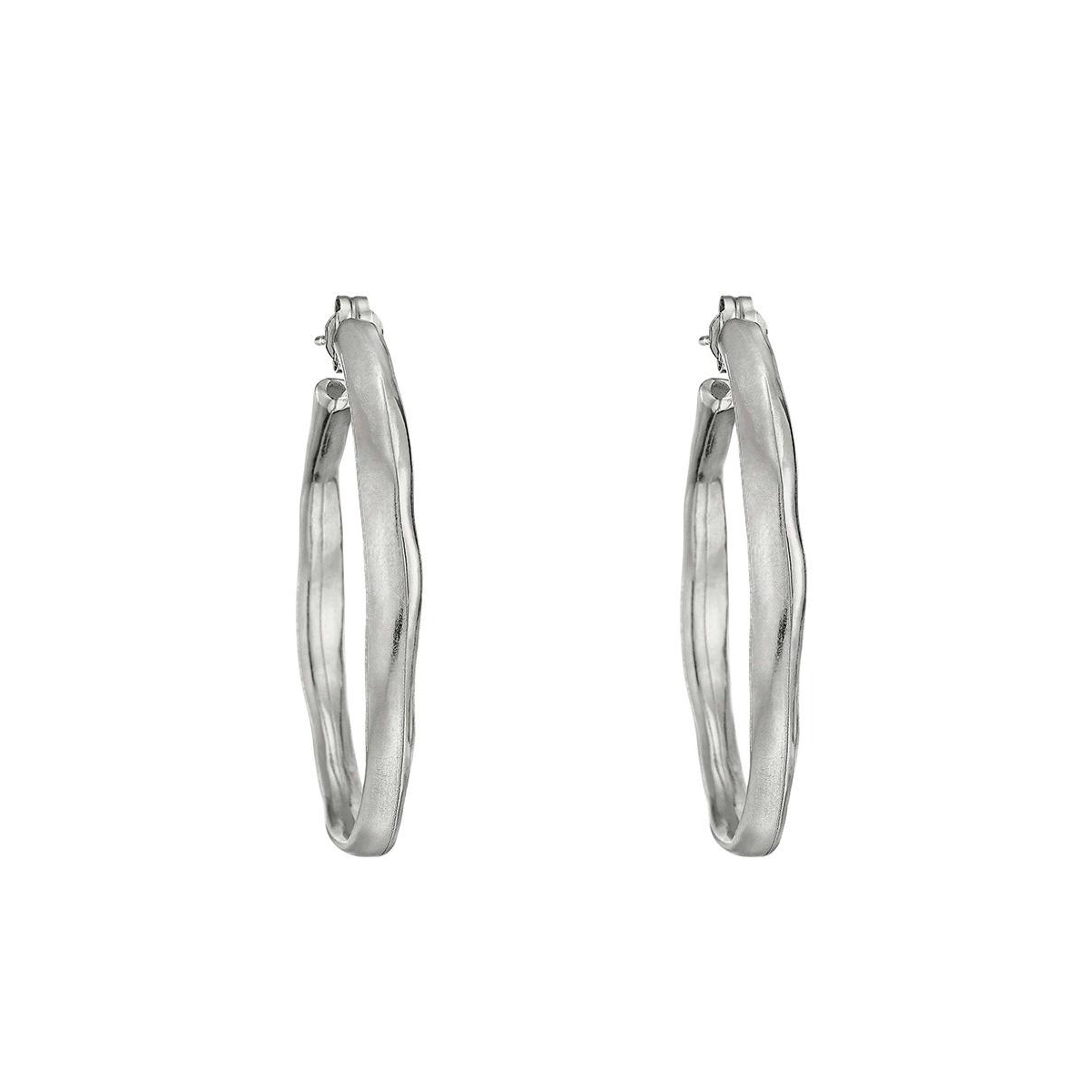 Unode50 Metal Clad Open Hoop Earrings In Silver