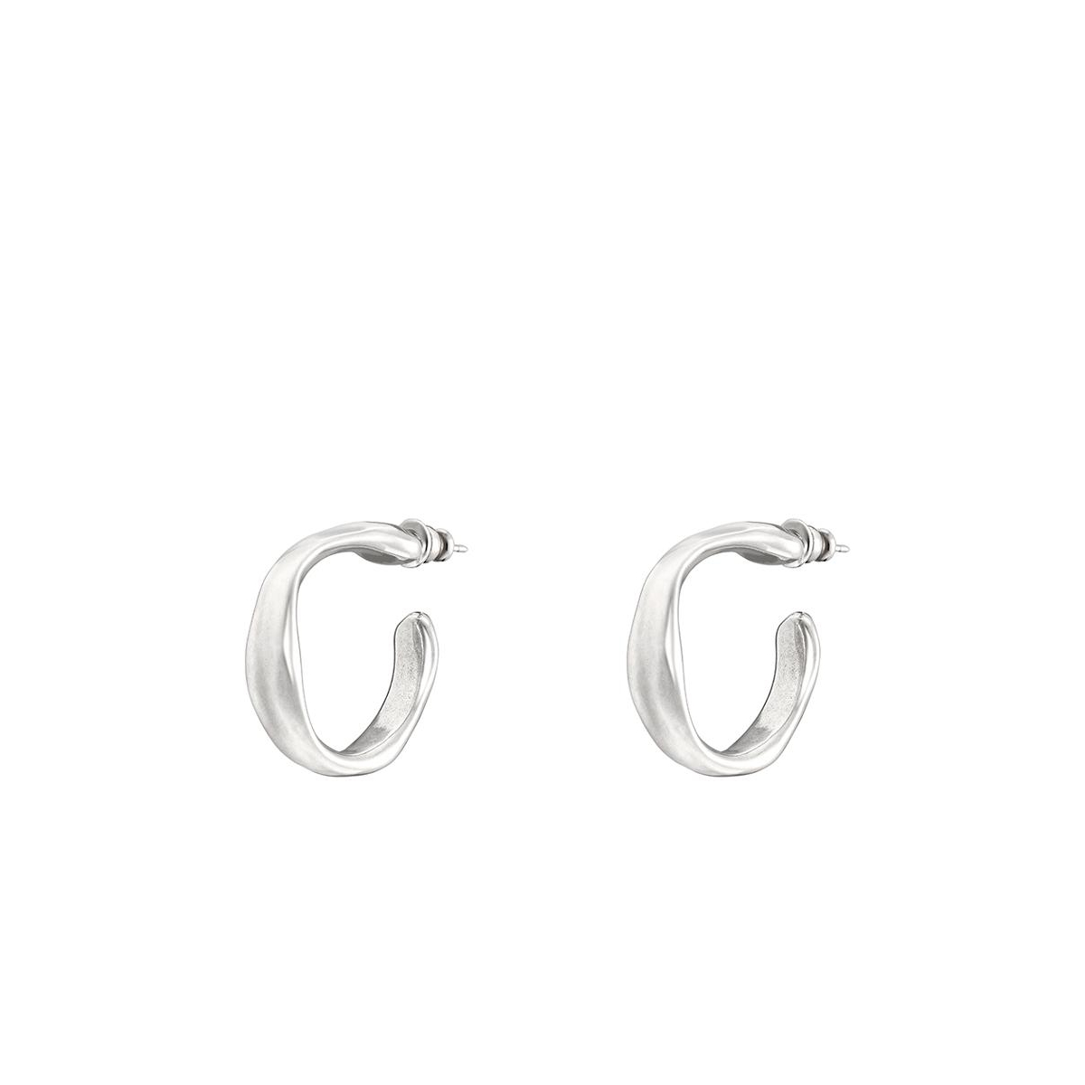 UNOde50 Sterling Silver Metal Clad Hoop Earrings - Silver