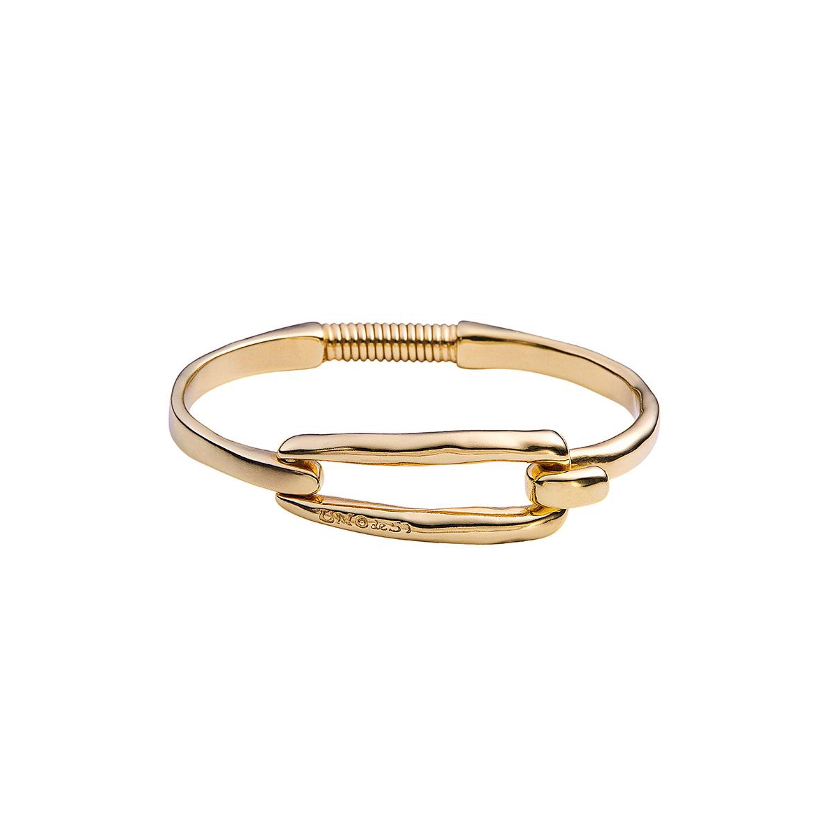Unode50 Sterling Silver-plated And 18k Gold Metal Rigid Bracelet In Gold