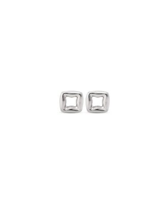 UNOde50 Metal Alloy Clasp Stud Earrings - Silver
