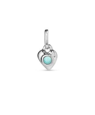 Heart-Shaped Metal Alloy Charm with Turquoise Murano Crystal
