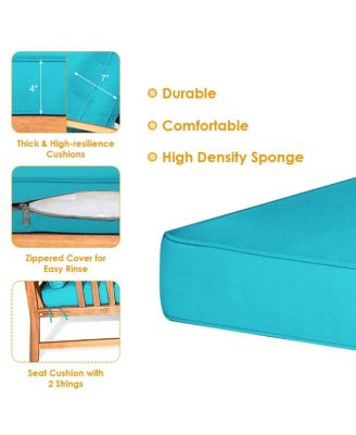 4 Pieces Wooden Patio Sofa Chair Set with Cushion