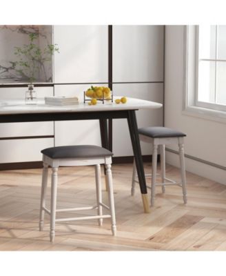 24 inch Bar Stool Set of 2 with Padded Seat Cushions and Wood Legs