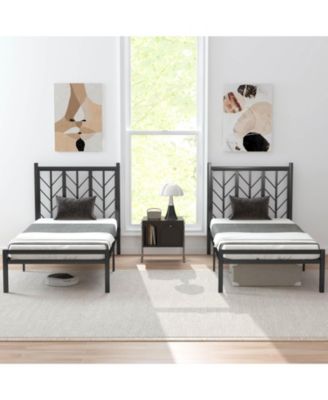 Twin Size Platform Bed with Headboard 11.5" Under Bed Storage Easy Assembly