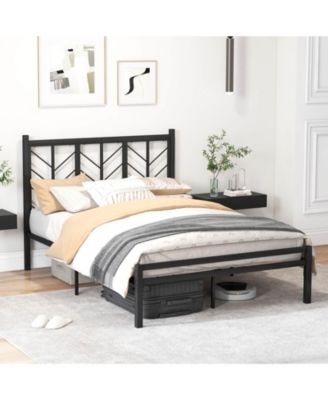Full Size Platform Bed with Headboard 11.5" Under Bed Storage Easy Assembly