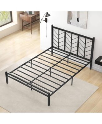 Queen Size Platform Bed with Headboard 11.5" Under Bed Storage Easy Assembly