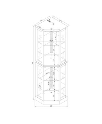 6-Shelf Corner Curio Display Cabinet with Lights and Mirrors