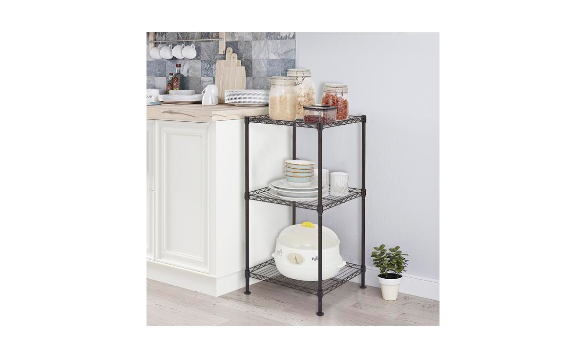 Slickblue3-Tier Wire Shelving Tower for Versatile Storage and Organization - Black