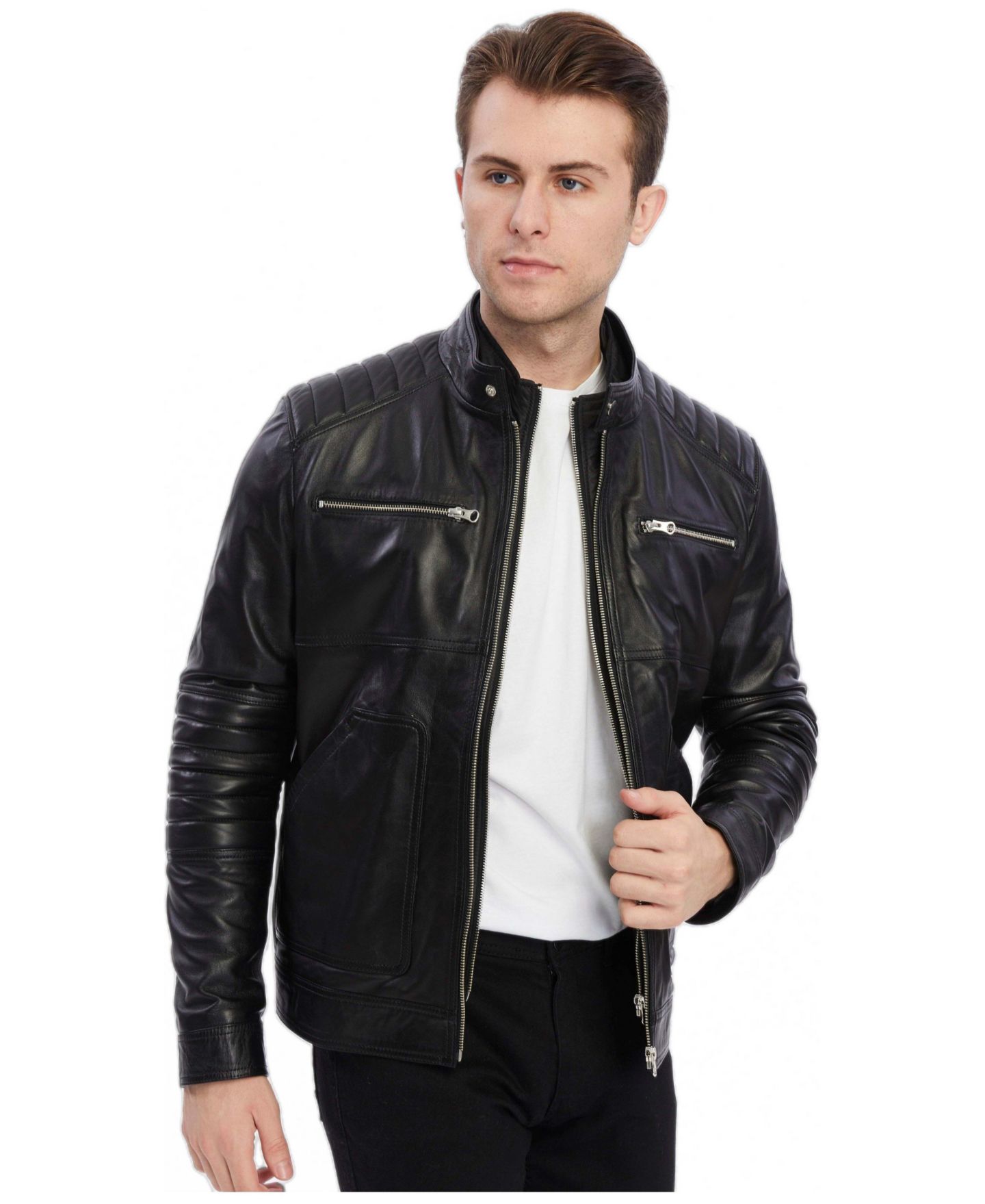 Мужская куртка Furniq UK Henry Leather, цвет: Чёрный — фото 6