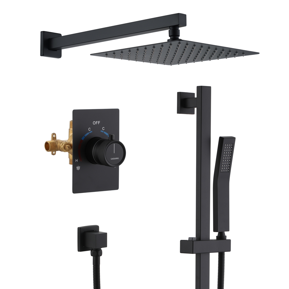 2-Function Single Handle 1-Spray Shower Faucet 1.8GPM - Matte black