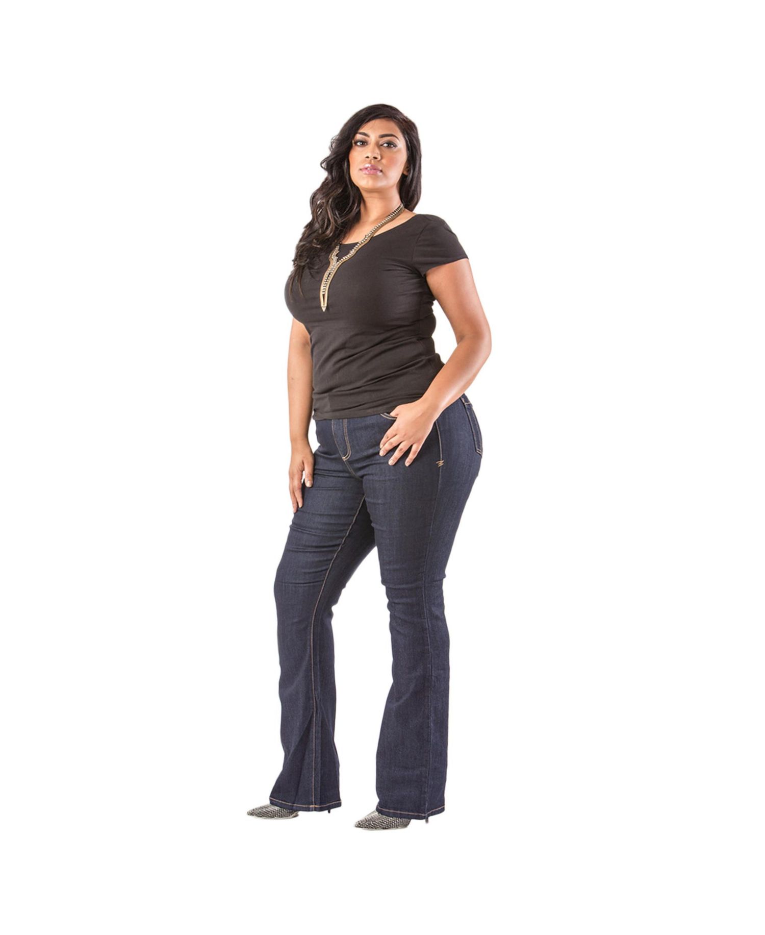Women's Curvy Fit Stretch Denim Slim Boot Cut Jeans