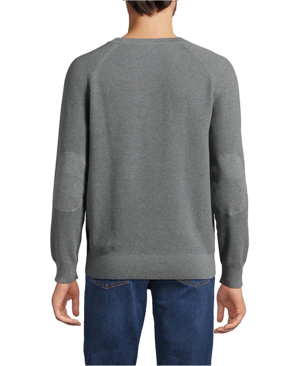Lands' End Men's Long Sleeve Cotton Cashmere Waffle Sweater