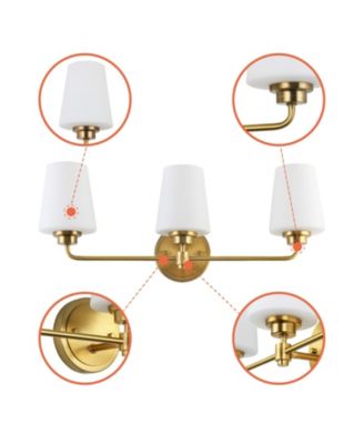 22.5 in. W 3-Light White Plus Gold Bathroom Vanity Light with Shade