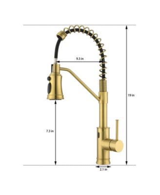 Pull out Touchless Single Handle Kitchen Faucet with MotionSense In Brushed Gold