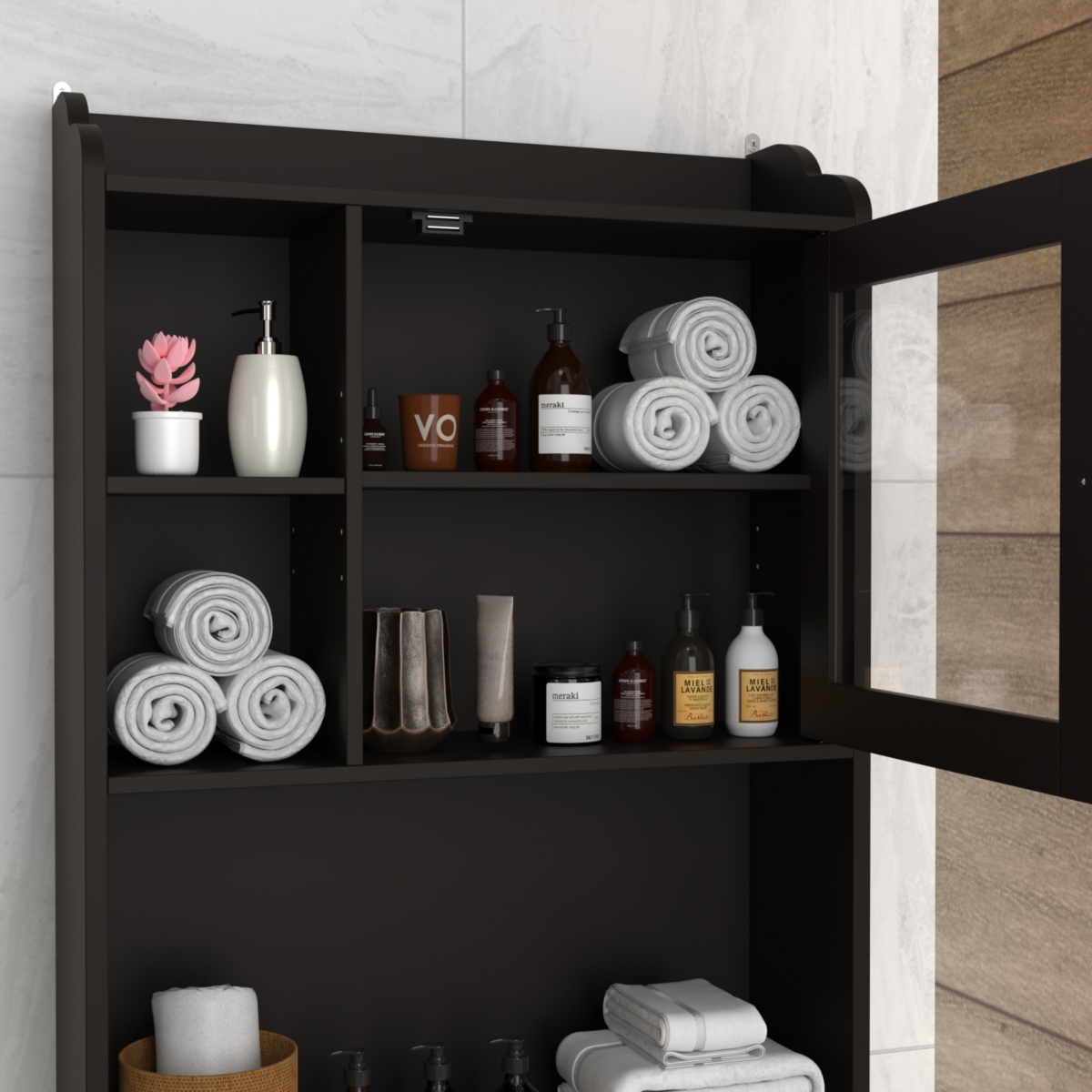 Streamdale Furniture Modern Over The Toilet Space Saver Organization Wood Storage Cabinet For Home, Bathroom