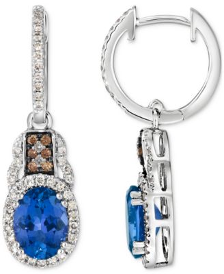Blueberry Tanzanite (2 ct. t.w.) & Diamond (1/2 ct. t.w.) Charm Hoop Earrings in 14k White Gold