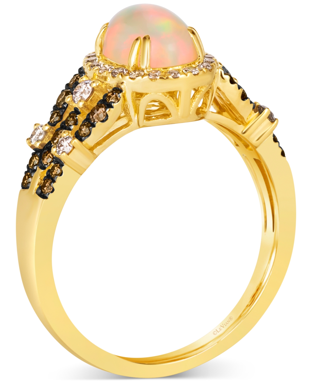 Le Vian Opal (5/8 Ct. T.w.) & Diamond (1/2 Ct. T.w.) Halo Ring In 14k Yellow Gold In Gold