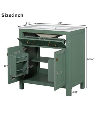 30" x 18.3" x 33.59". Elegant 30-inch Modern Bathroom Vanity with Ample Storage