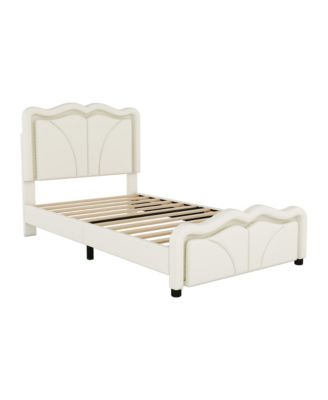 Streamdale Twin Platform Bed with LED Lights and Adjustable Headboard