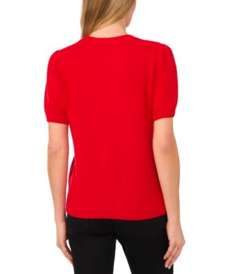 Women's Ribbon-Trim Short-Sleeve Sweater