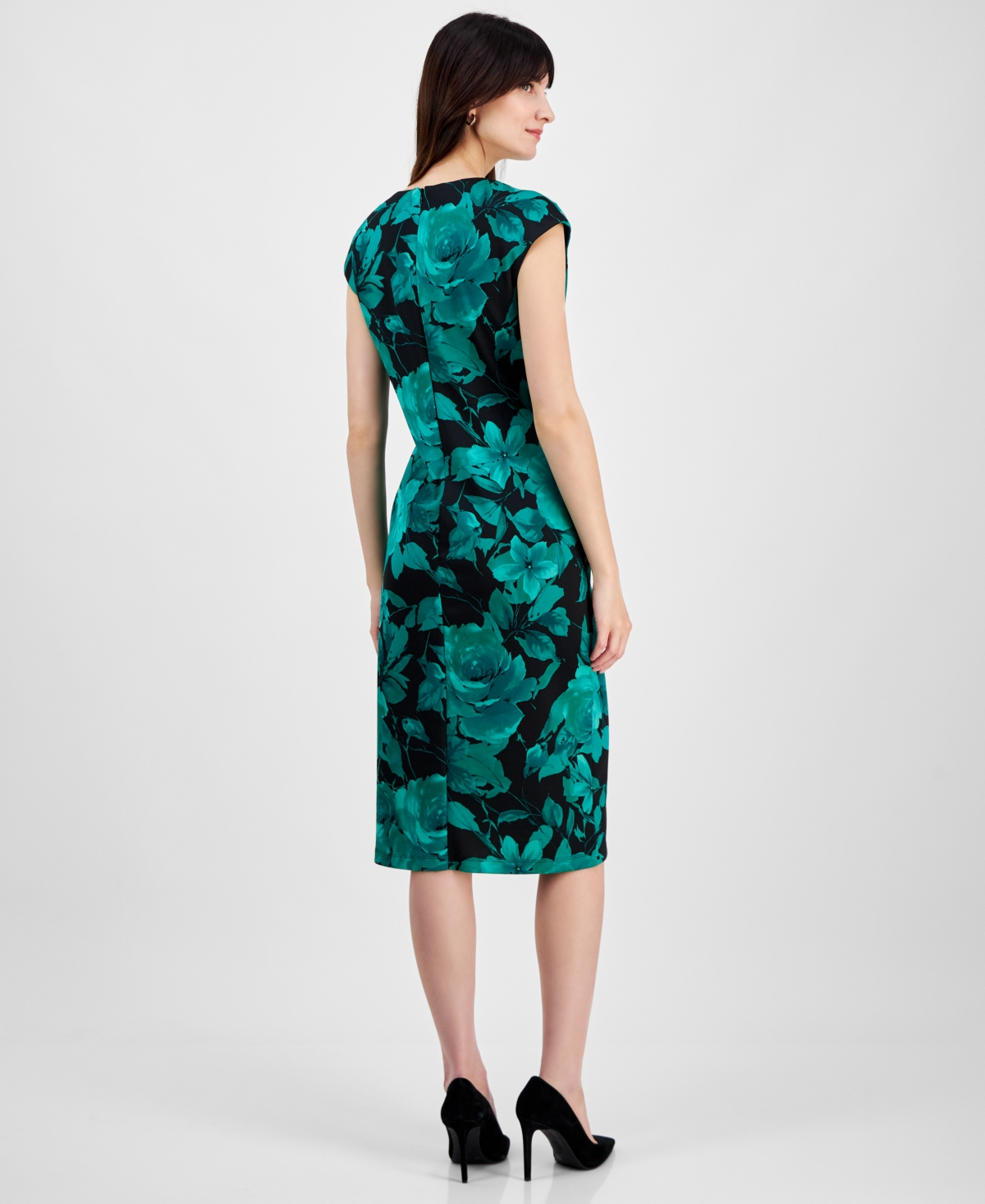 Connected Women's Floral-Print Cap-Sleeve Dress