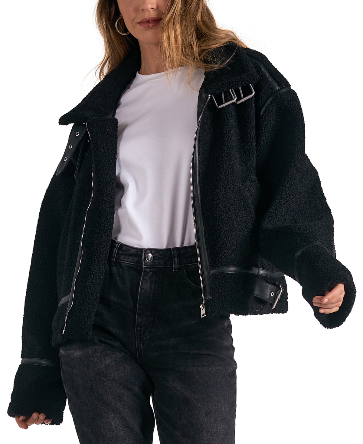 Elan Women's Faux-Fur Trimmed Bomber Jacket