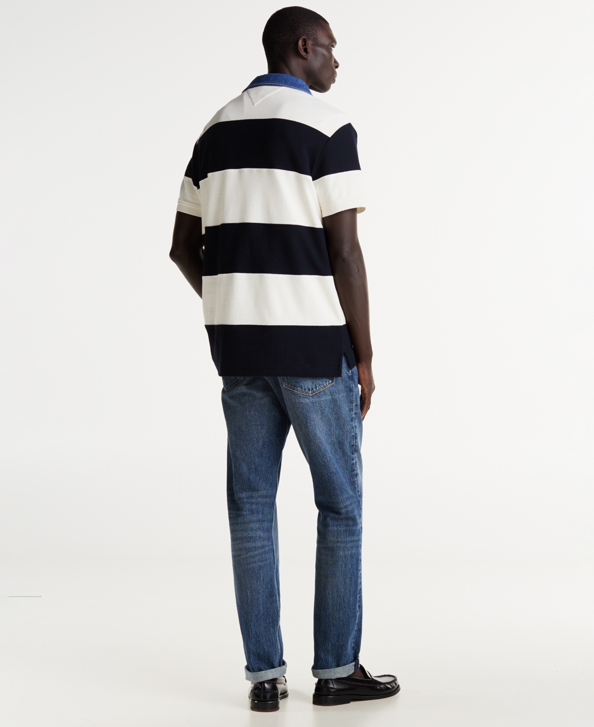 Tommy Hilfiger Men's Relaxed-Fit Stripe Rugby Polo -/ Desert Sky