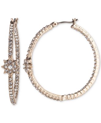 Marchesa - Gold-Tone Crystal Star Cluster In & Out Medium Hoop Earrings, 1.16"
