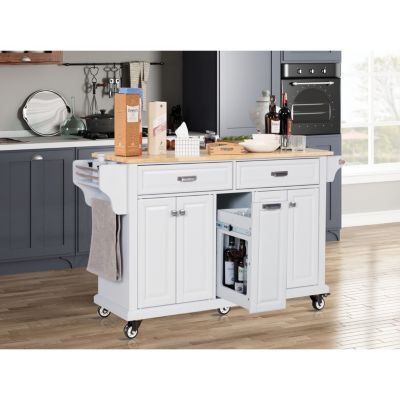 Streamdale Cambridge Natural Wood Top Kitchen Island with Storage