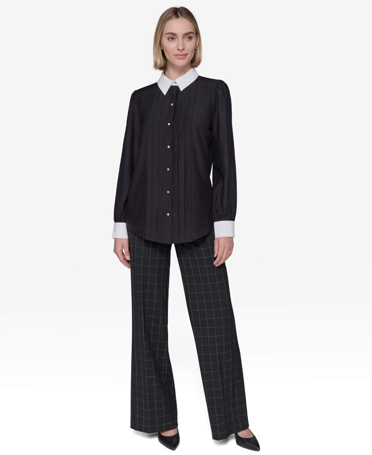 Karl Lagerfeld Paris Women's Pintucked Blouse -sft