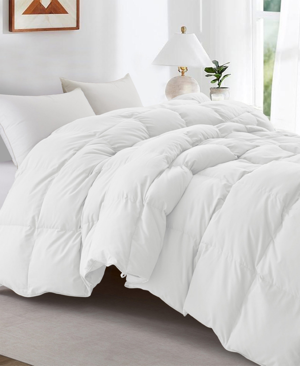 Unikome Warm And Cozy 360 Thread Count All Season Down And Feather Fiber Comforter, Twin In White