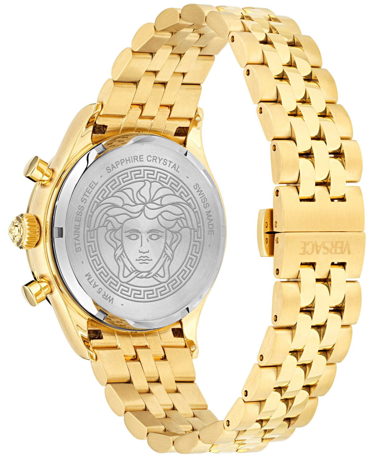 Versace Unisex Swiss Chronograph Hellenyium Gold Ion Plated Bracelet Watch 40mm In Gold